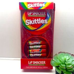 New Skittles Lip Smacker Balm 4 Pack plus Tin
